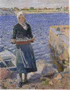 Christian Krohg Solskinn oil painting